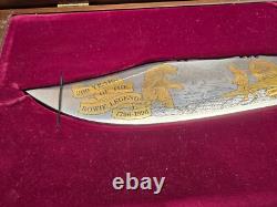 Très Rare Couteau Bowie Western Vintage W49 Édition Limitée Atelier Personnalisé Gravure en Or