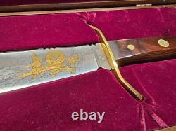 Très Rare Couteau Bowie Western Vintage W49 Édition Limitée Atelier Personnalisé Gravure en Or