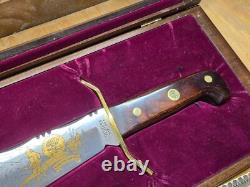 Très Rare Couteau Bowie Western Vintage W49 Édition Limitée Atelier Personnalisé Gravure en Or