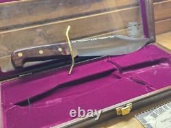 Très Rare Couteau Bowie Western Vintage W49 Édition Limitée Atelier Personnalisé Gravure en Or