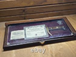 Très Rare Couteau Bowie Western Vintage W49 Édition Limitée Atelier Personnalisé Gravure en Or
