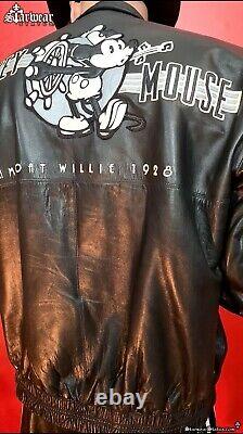 Très rare! Veste en cuir Mickey Mouse Vintage des années 90 de la galerie Disney en édition limitée