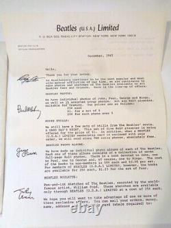 Très rare lettre du fan club limitée des Beatles U.S. de 1965 + suppléments.