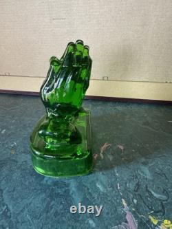 Verre Boyd TRÈS RARE Édition Limitée Vintage Verre d'Uranium Mains en Prière