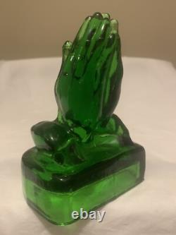 Verre Boyd's TRÈS RARE Édition Limitée Vintage en Verre d'Uranium Mains en Prière