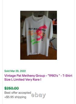 Vintage Pat Methenny Group 1989 World Tour T-shirt Limited Très Rare! Taille Lg É.-u.