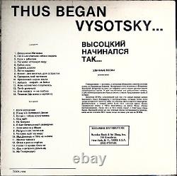 Vladimir Vysotsky Ainsi Began Vysotsky Très Rare Edition Limitée (vinyl, Lp)